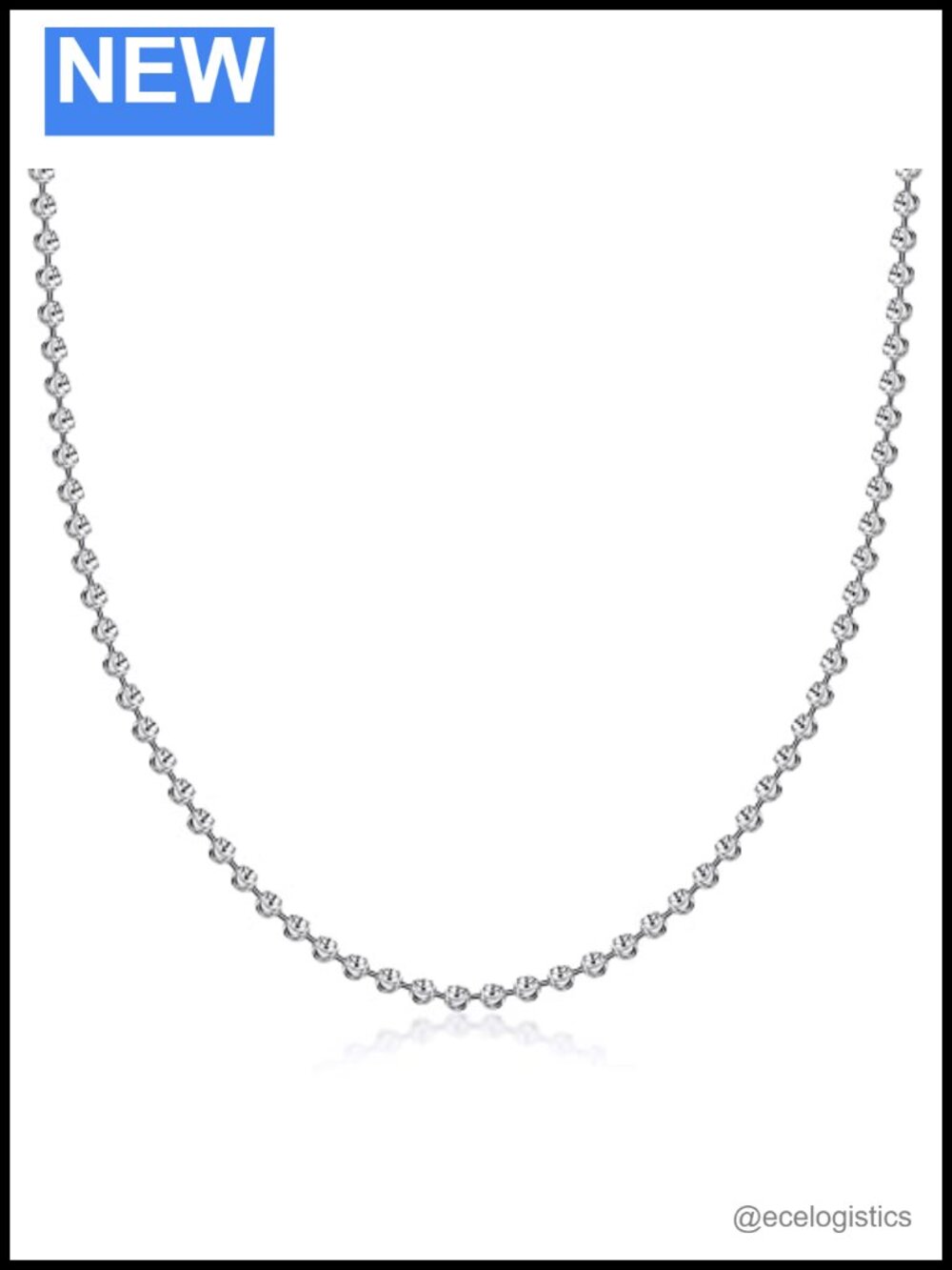 Sterling Silver Moon Cut Bead Chain Necklace 3mm 4mm 5mm Made in Italy